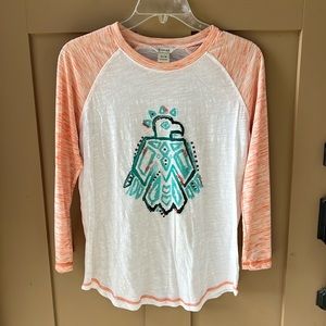 Ariat Free Bird Jersey Raglan Tee 3/4 Sleeve. XL